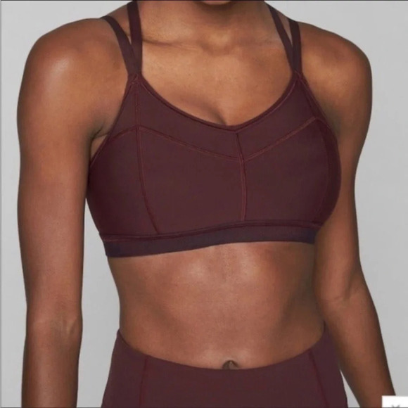 Athleta Stealth Strappy Sports Bra Maroon XS - Picture 1 of 7